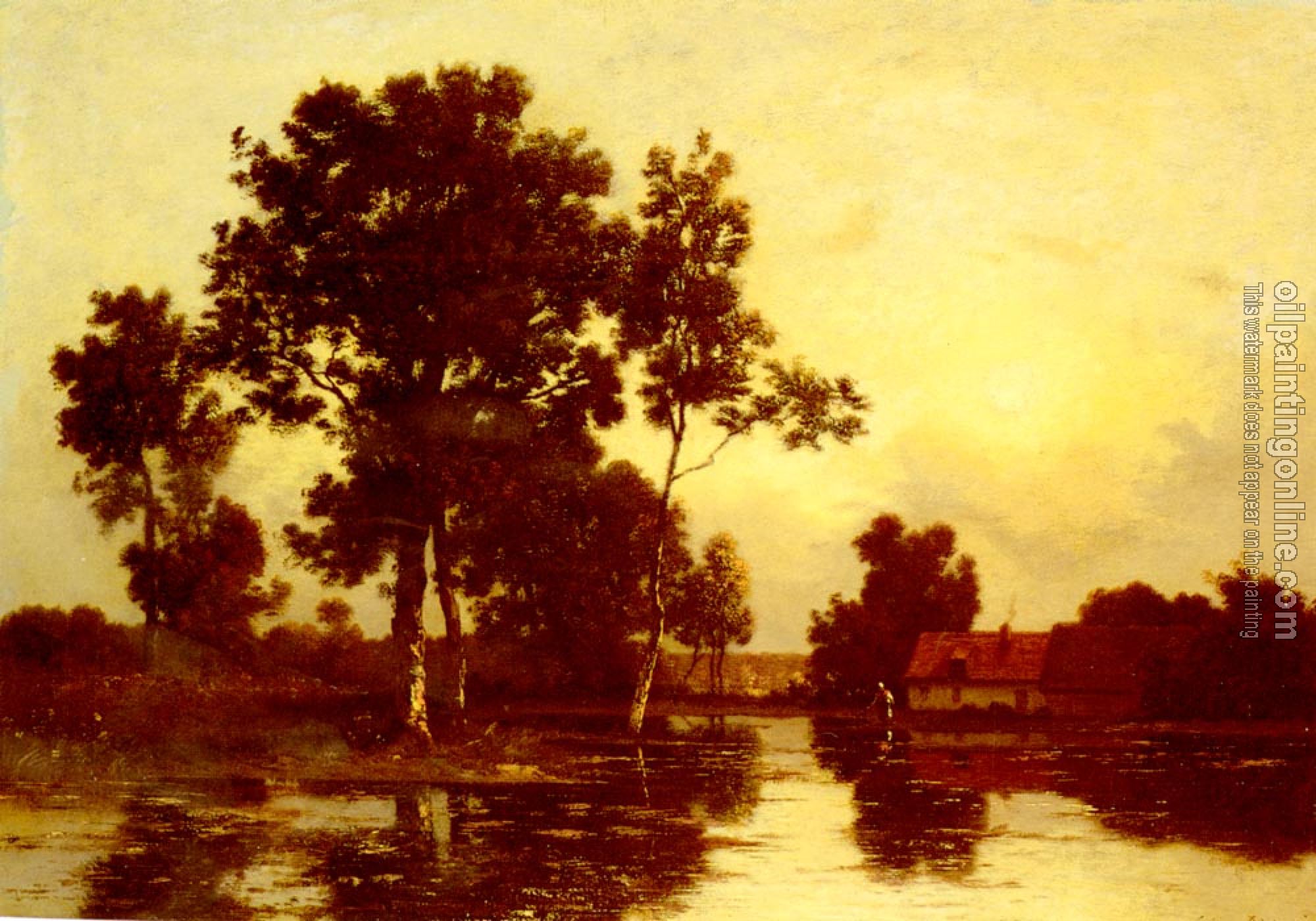 Richet, Leon - Paysage De Riviere Au Crepuscule